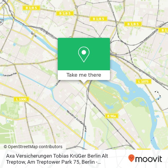 Карта Axa Versicherungen Tobias KrüGer Berlin Alt Treptow, Am Treptower Park 75