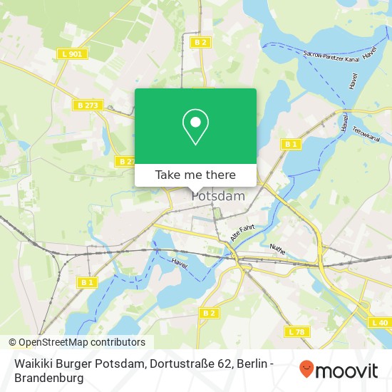 Карта Waikiki Burger Potsdam, Dortustraße 62