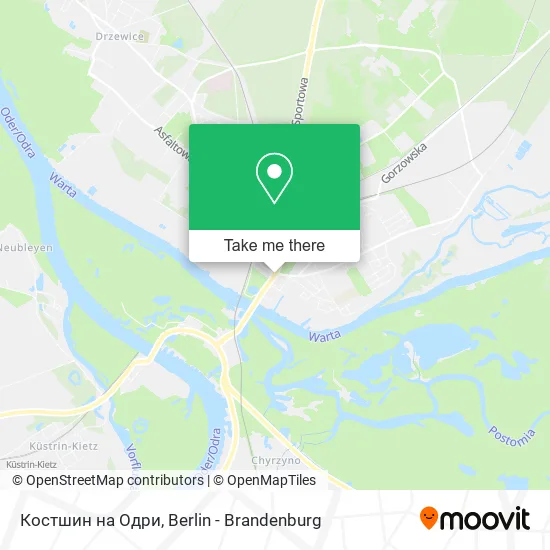 Карта Костшин на Одри