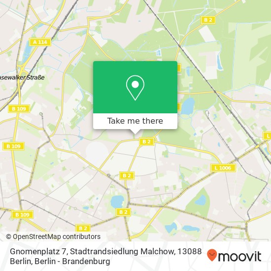 Карта Gnomenplatz 7, Stadtrandsiedlung Malchow, 13088 Berlin