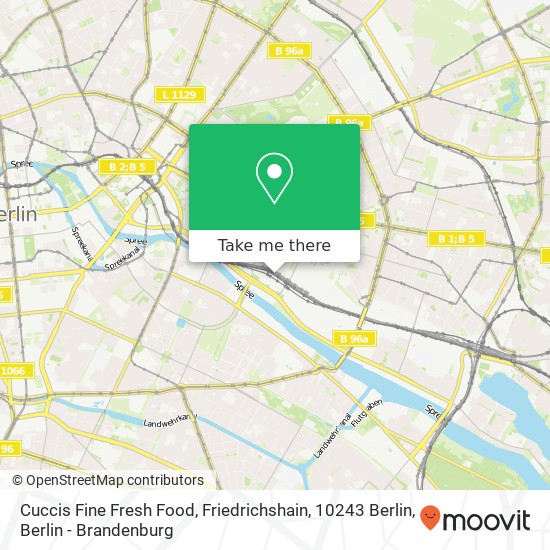 Карта Cuccis Fine Fresh Food, Friedrichshain, 10243 Berlin