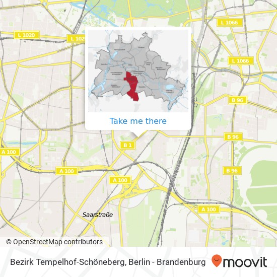 Карта Bezirk Tempelhof-Schöneberg, 133 Hauptstraße, 10827 Berlin, Deutschland