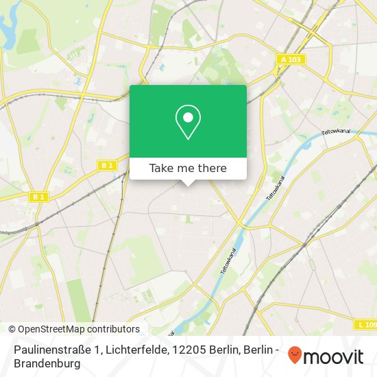 Карта Paulinenstraße 1, Lichterfelde, 12205 Berlin