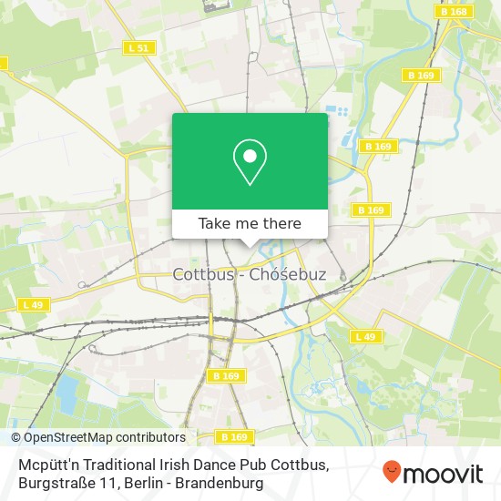 Карта Mcpütt'n Traditional Irish Dance Pub Cottbus, Burgstraße 11
