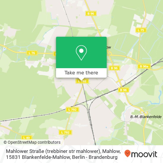Mahlower Straße (trebbiner str mahlower), Mahlow, 15831 Blankenfelde-Mahlow map