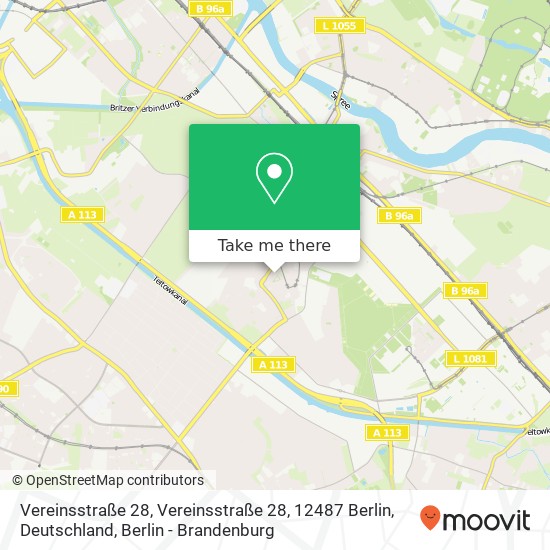 Карта Vereinsstraße 28, Vereinsstraße 28, 12487 Berlin, Deutschland