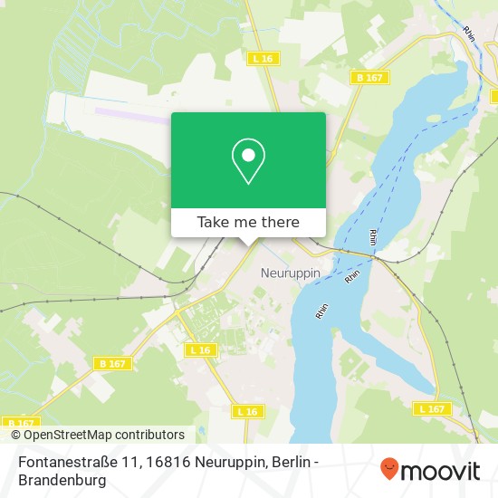 Карта Fontanestraße 11, 16816 Neuruppin