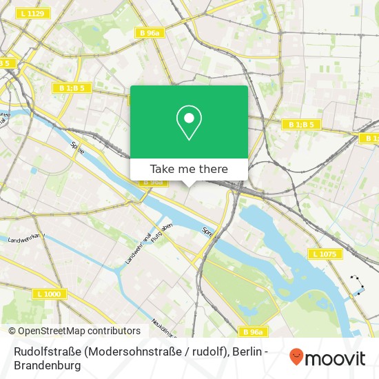 Карта Rudolfstraße (Modersohnstraße / rudolf), Friedrichshain, 10245 Berlin