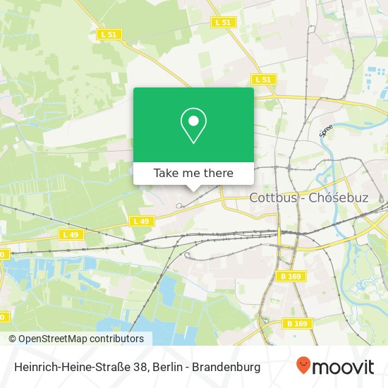 Карта Heinrich-Heine-Straße 38, 03046 Cottbus