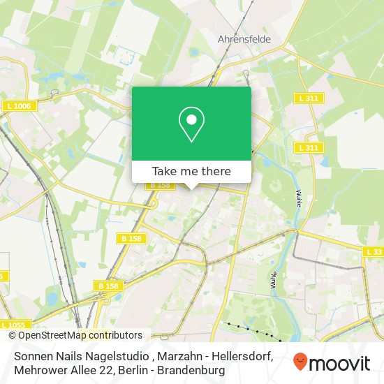 Карта Sonnen Nails Nagelstudio , Marzahn - Hellersdorf, Mehrower Allee 22