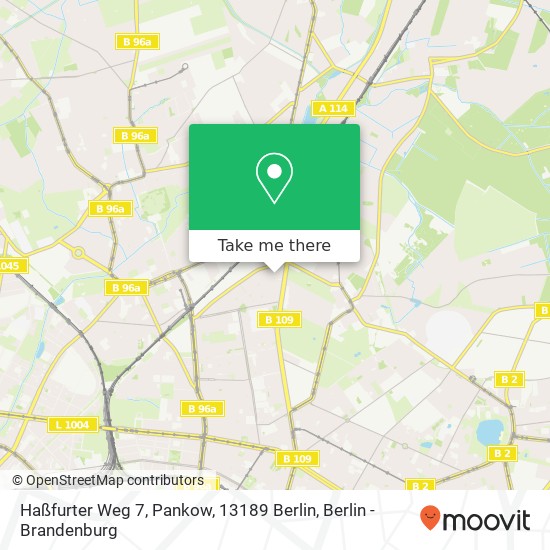 Карта Haßfurter Weg 7, Pankow, 13189 Berlin