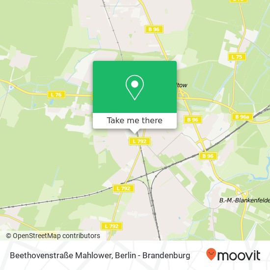 Карта Beethovenstraße Mahlower, Mahlow, 15831 Blankenfelde-Mahlow