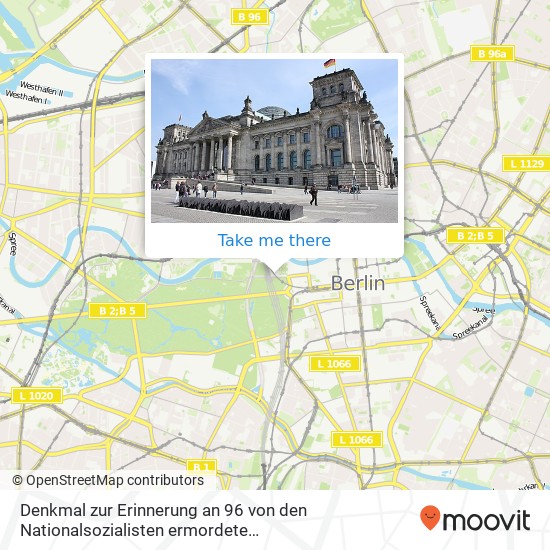 Denkmal zur Erinnerung an 96 von den Nationalsozialisten ermordete Reichstagsabgeordnete, Denkmal zur Erinnerung an 96 von den Nationalsozialisten ermordete Reichstagsabgeordnete, 10557 Ber map