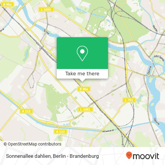 Карта Sonnenallee dahlien, Adlershof, 12489 Berlin
