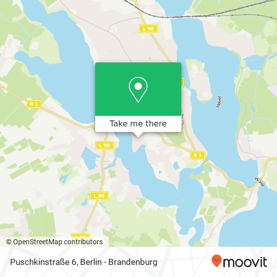 Карта Puschkinstraße 6, 14542 Werder (Havel)