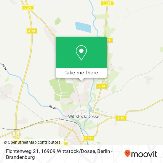 Карта Fichtenweg 21, 16909 Wittstock / Dosse
