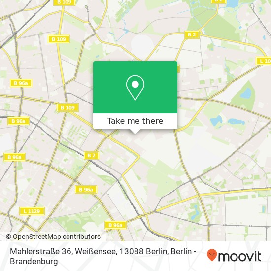 Mahlerstraße 36, Weißensee, 13088 Berlin map