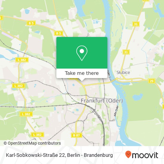 Карта Karl-Sobkowski-Straße 22, 15230 Frankfurt (Oder)