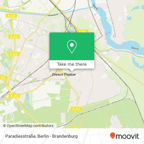 Карта Paradiesstraße, Bohnsdorf, 12526 Berlin
