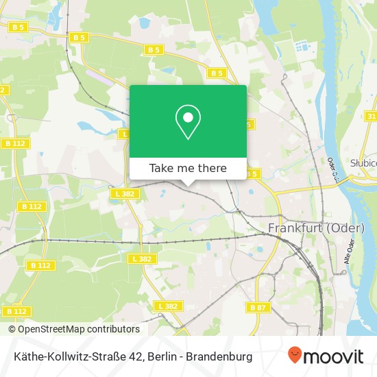 Карта Käthe-Kollwitz-Straße 42, 15234 Frankfurt (Oder)