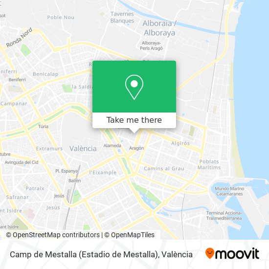 mapa Camp de Mestalla (Estadio de Mestalla)