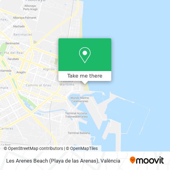Les Arenes Beach (Playa de las Arenas) map