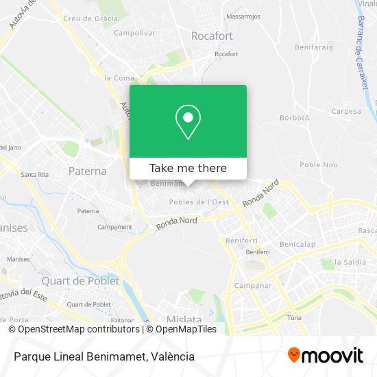 Parque Lineal Benimamet map