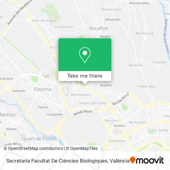 Secretaria Facultat De Ciències Biològiques map