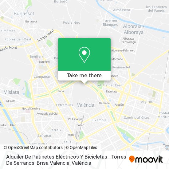 Alquiler De Patinetes Eléctricos Y Bicicletas - Torres De Serranos, Brisa Valencia map