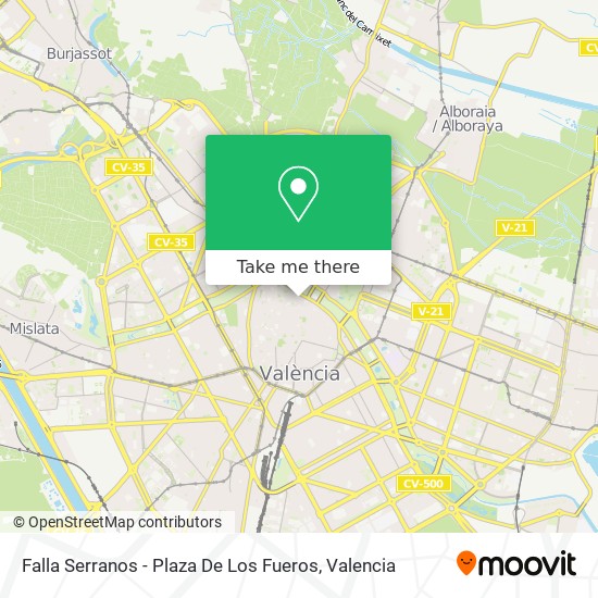 mapa Falla Serranos - Plaza De Los Fueros