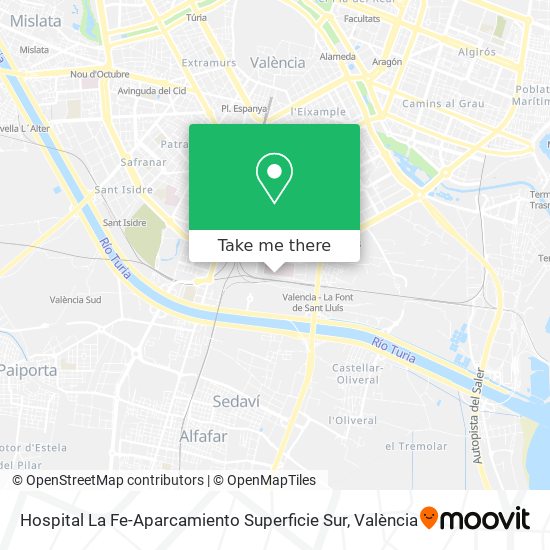 Hospital La Fe-Aparcamiento Superficie Sur map