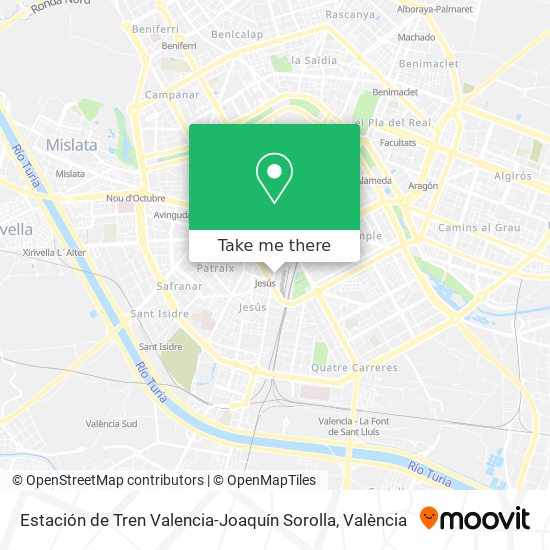 mapa Estación de Tren Valencia-Joaquín Sorolla