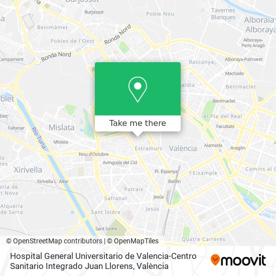 mapa Hospital General Universitario de Valencia-Centro Sanitario Integrado Juan Llorens