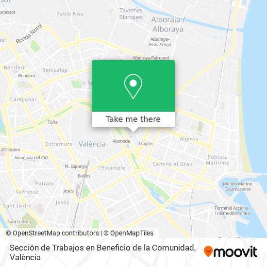 Sección de Trabajos en Beneficio de la Comunidad map