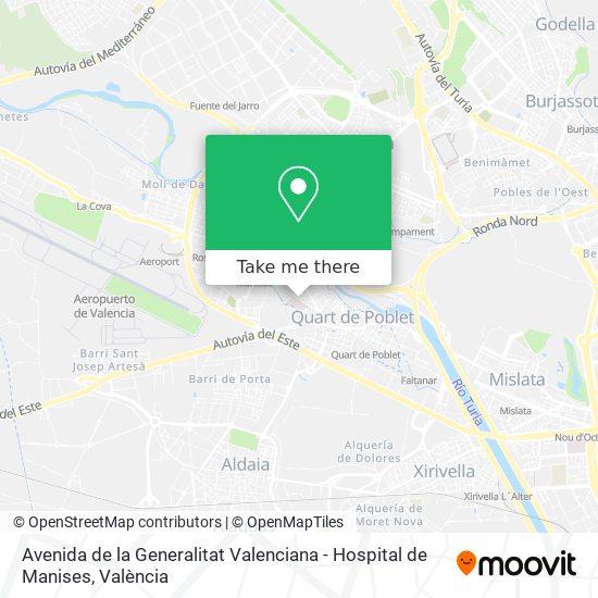 Avenida de la Generalitat Valenciana - Hospital de Manises map