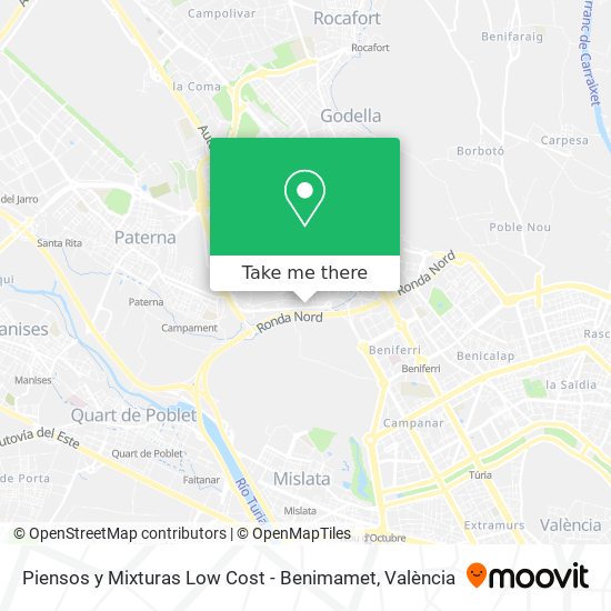 mapa Piensos y Mixturas Low Cost - Benimamet