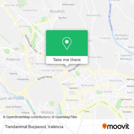 Tiendanimal Burjassot map
