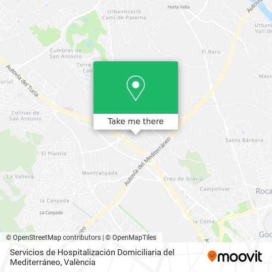 mapa Servicios de Hospitalización Domiciliaria del Mediterráneo