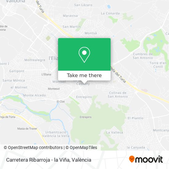 Carretera Ribarroja - la Viña map
