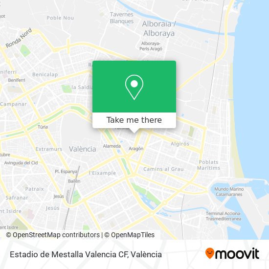Estadio de Mestalla Valencia CF map