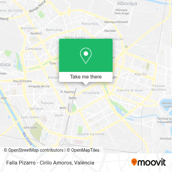 Falla Pizarro - Cirilo Amoros map