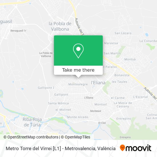 Metro Torre del Virrei [L1] - Metrovalencia map