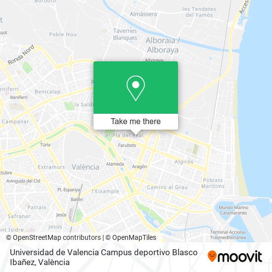 Universidad de Valencia Campus deportivo Blasco Ibañez map