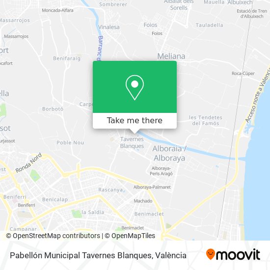 mapa Pabellón Municipal Tavernes Blanques