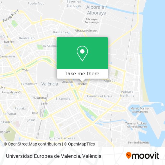 mapa Universidad Europea de Valencia