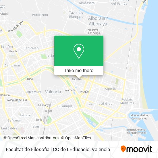 mapa Facultat de Filosofia i CC de L'Educació