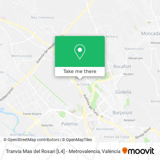 mapa Tranvía Mas del Rosari [L4] - Metrovalencia