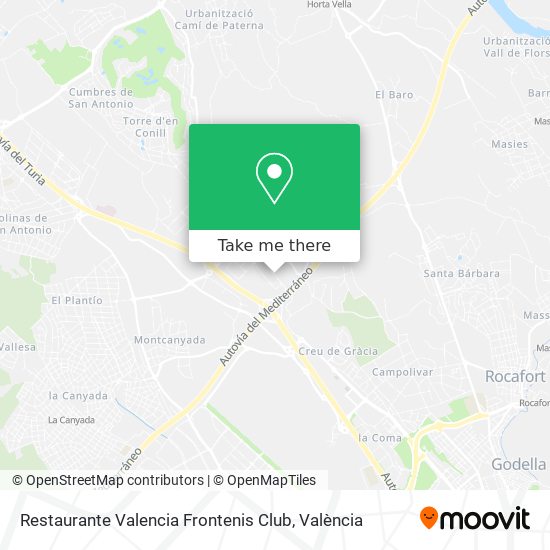 mapa Restaurante Valencia Frontenis Club