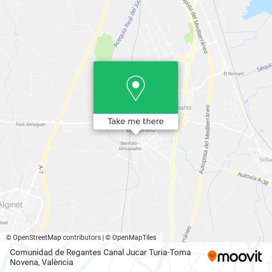Comunidad de Regantes Canal Jucar Turia-Toma Novena map