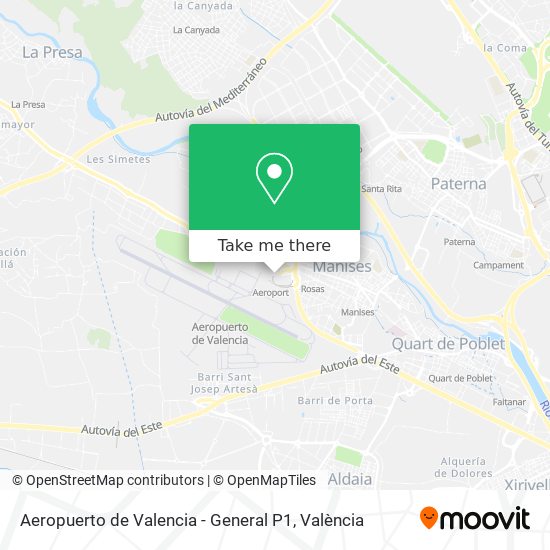 Aeropuerto de Valencia - General P1 map